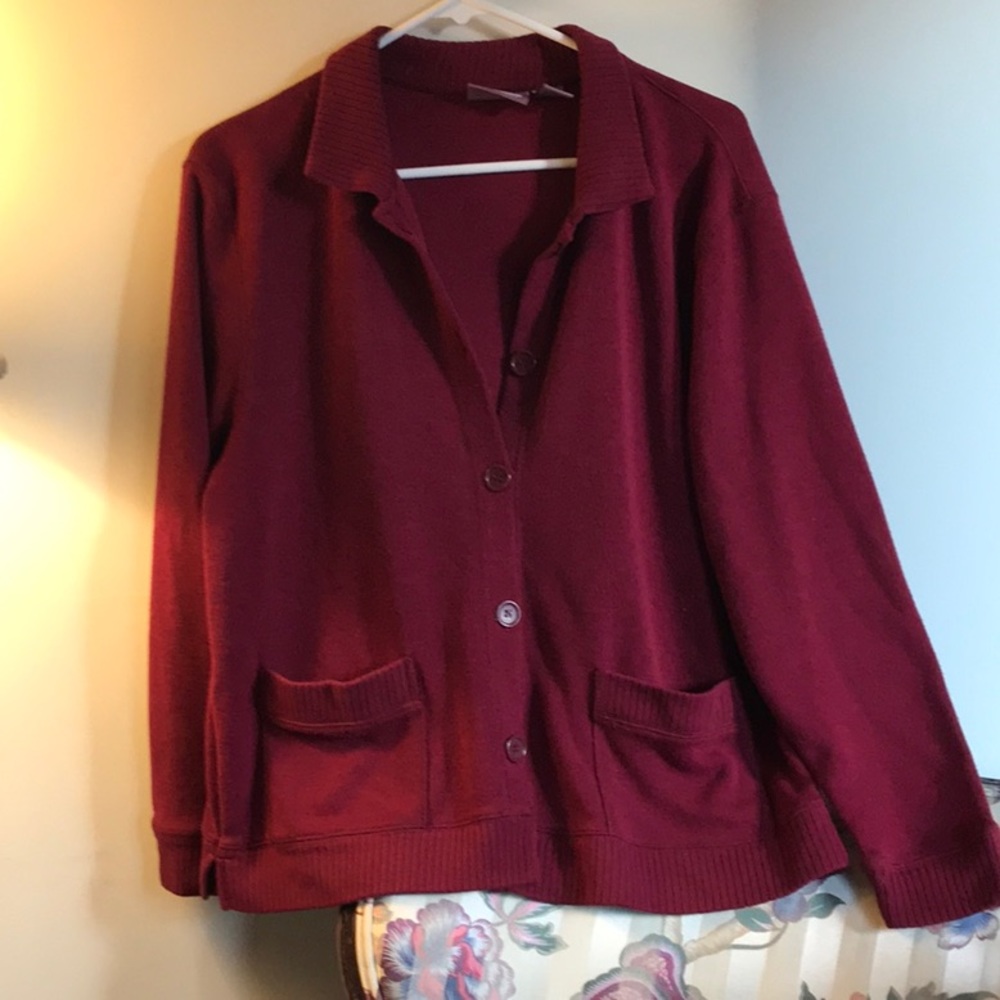 Nice Maroon Colored Button Down The Front Cardigan - image 1